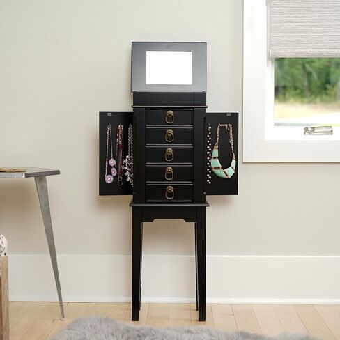 خلايا النحل والعسل خلايا النحل والعسل Erin Walnut Armoire مع مرآة الغرور وتخزين المجوهرات in Kuwait