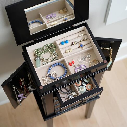 خلايا النحل والعسل خلايا النحل والعسل Erin Walnut Armoire مع مرآة الغرور وتخزين المجوهرات in Kuwait