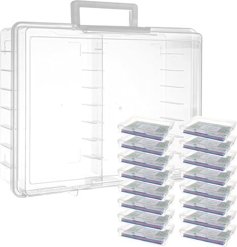 صندوق تخزين الصور البلاستيكي من Jujdlmaker مع 6 قطع مقاس 4×6 حافظات Picutre بالداخل، مثالي للصور والأدوات اليدوية وما إلى ذلك (ملون، صغير) in Kuwait