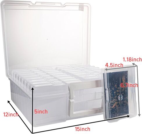صندوق تخزين الصور البلاستيكي من Jujdlmaker مع 6 قطع مقاس 4×6 حافظات Picutre بالداخل، مثالي للصور والأدوات اليدوية وما إلى ذلك (ملون، صغير) in Kuwait