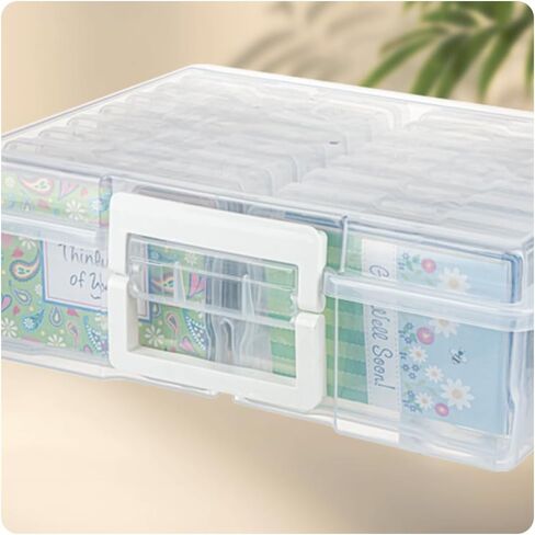 صندوق تخزين الصور البلاستيكي من Jujdlmaker مع 6 قطع مقاس 4×6 حافظات Picutre بالداخل، مثالي للصور والأدوات اليدوية وما إلى ذلك (ملون، صغير) in Kuwait