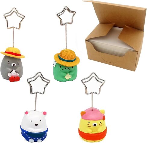 حامل مشبك للمذكرات مع 80 بطاقة صغيرة للكتابة، 4 قطع حامل صور مكتبي، حامل صور لحيوانات جميلة، عرض بطاقات مكتب مكتب ديكور المنزل in Kuwait