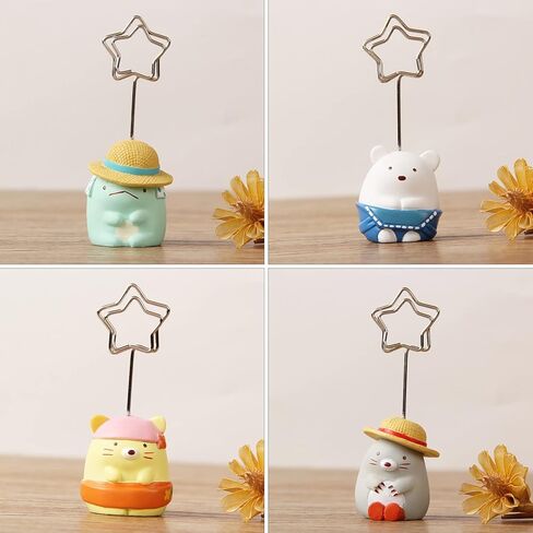 حامل مشبك للمذكرات مع 80 بطاقة صغيرة للكتابة، 4 قطع حامل صور مكتبي، حامل صور لحيوانات جميلة، عرض بطاقات مكتب مكتب ديكور المنزل in Kuwait