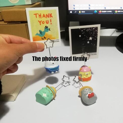 حامل مشبك للمذكرات مع 80 بطاقة صغيرة للكتابة، 4 قطع حامل صور مكتبي، حامل صور لحيوانات جميلة، عرض بطاقات مكتب مكتب ديكور المنزل in Kuwait