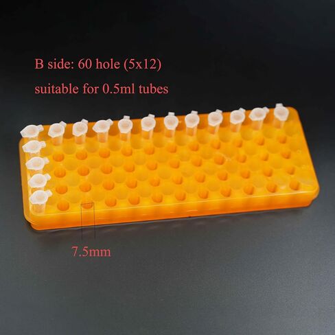 1 Pcs Microcentrifuge Tube Rack for 0.5ml-2ml Centrifugal Pipe, Lab Test Tubes Rack Holder, Double-Sided 60 Holes Plate with Hole Diameter 7.5mm and 11mm (White) in Kuwait
