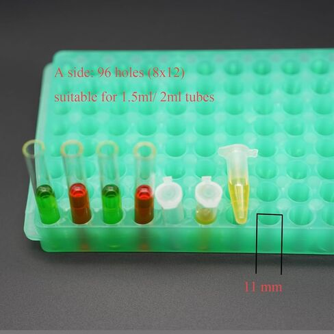 1 Pcs Microcentrifuge Tube Rack for 0.5ml-2ml Centrifugal Pipe, Lab Test Tubes Rack Holder, Double-Sided 60 Holes Plate with Hole Diameter 7.5mm and 11mm (White) in Kuwait