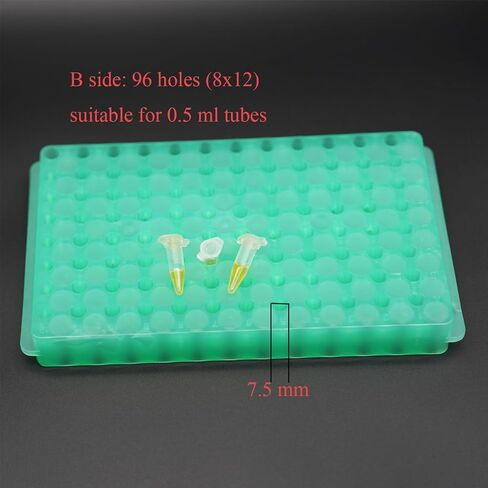 1 Pcs Microcentrifuge Tube Rack for 0.5ml-2ml Centrifugal Pipe, Lab Test Tubes Rack Holder, Double-Sided 60 Holes Plate with Hole Diameter 7.5mm and 11mm (White) in Kuwait