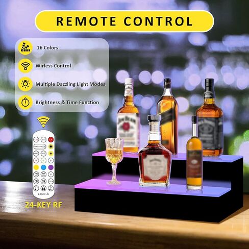 VONCI LED Lighted Liquor Bottle Display Shelf,16-Inch 2-Step Illuminated Bottle Display Shelf Bar Shelves for Liquor Bottles with Remote and App Control for Home Commercial Bar Party Accessories in Saudi Arabia
