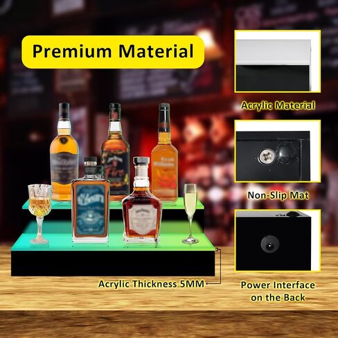 VONCI LED Lighted Liquor Bottle Display Shelf,16-Inch 2-Step Illuminated Bottle Display Shelf Bar Shelves for Liquor Bottles with Remote and App Control for Home Commercial Bar Party Accessories in Saudi Arabia