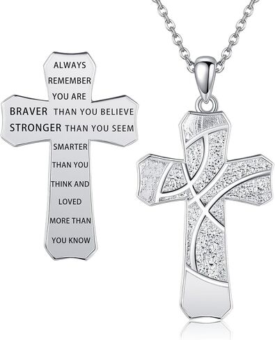 AXOMY Sports Cross Necklace 925 Sterling Silver Football Soccer Pendant Necklaces Football Jewelry Christian Religious Sports Gifts for Men Boys Women Footballer Soccer Lovers in Kuwait