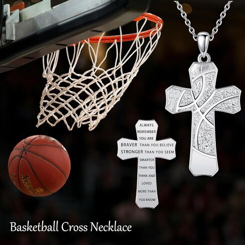 AXOMY Sports Cross Necklace 925 Sterling Silver Football Soccer Pendant Necklaces Football Jewelry Christian Religious Sports Gifts for Men Boys Women Footballer Soccer Lovers in Kuwait