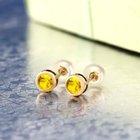 Gem Stone King 14K Yellow Gold Pink Tourmaline Stud Earrings For Women (0.48 Cttw, Gemstone Birthstone, Round 4MM) in Saudi Arabia