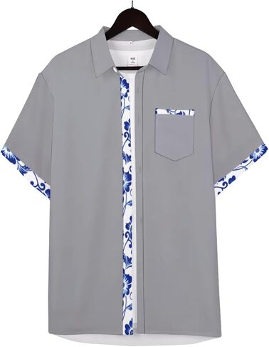 QIVICIMA Men's Hawaiian Shirt Linen Short Sleeve White Pink Sky Blue Button Down Shirt Casual Print Shirts in Saudi Arabia