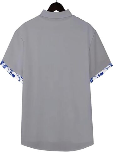 QIVICIMA Men's Hawaiian Shirt Linen Short Sleeve White Pink Sky Blue Button Down Shirt Casual Print Shirts in Saudi Arabia
