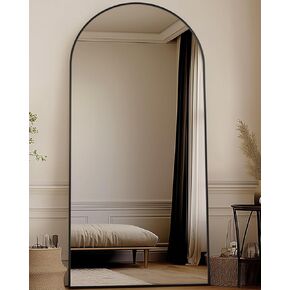Full Length Mirror,76"x34"Oversized Floor Mirror with Stand,Arched Full Body Mirror Standing Leaning Against Wall,Hanging Mounted Body Mirrors,Large Mirrors for Bedroom Cloakroom,Black