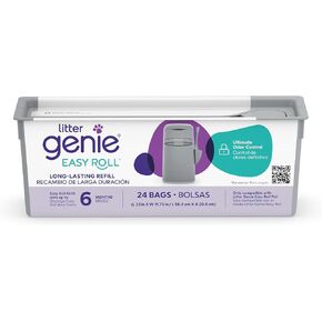 Litter Genie Easy Roll Continuous Refill Bags (1-Pack) | Multi-Layers of Odor-Barrier Technology | Includes 24 Bags