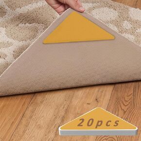 HALLEAST 20 Pack Rug Grippers, Double Sided Rug Tape Rug Pad Stickers, No Slip Anti Curling Rug Corner Grips