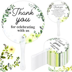 50pcs Wedding Hand Fans Thank You for Celebrating with Us Handheld Wedding Favor Fans with Handle Bridesmaid Favors Guest Gift for Bridal Wedding Party Decoration