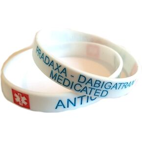 2X PRADAXA Medicated Wristband dabigatran Medical Awareness Alert Bracelet