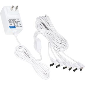 4.5V Power Adapter Compatible with Lemax Lighted Accessory AC DC Power Adapter for Christmas Halloween Village Mini Lighting Building Decoration(White,6 Output, Bend)