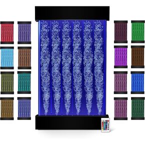 Bubble Wall Fountain 65" x 16" Sensory Bubble Wall Panel with Pebble Stones Remote and 16 Color LED Light Acrylic Water Panel for Indoor Homes Offices (65 inch)