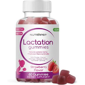 Lactation and Postnatal Support Gummies - Milk Production Supply Increase Supplements for Breastfeeding Women - with Vitamins D3 B12 Milk Thistle Fennel Seed Moringa Sunflower Lecithin