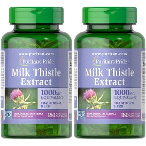 Puritan's Pride Milk Thistle , 180 Count (Pack of 2)