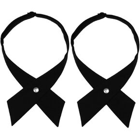 Mantieqingway School Uniform Pre Tied Bows for Girls Women Solid Color Adjustable Criss-Cross Bowtie