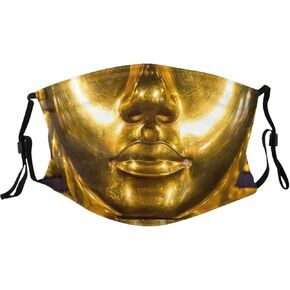 Egypt Pharaoh Tutankhamun Face Mask with 2 Filters Breathable Adjustable Cloth Masks Balaclavas for Men Women