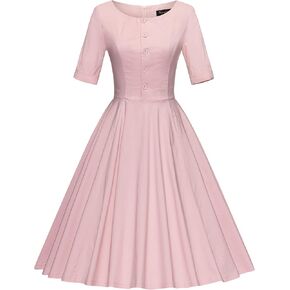 GownTown 1950 Retro Swing Dress Cocktail Fit & Flare Dress with Pockets