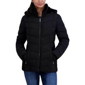 Nautica Women's Stretch Puffer Detachable Hood Fleece Pockets Jacket (US, Alpha, XX-Large, Regular, Regular, GRAY)