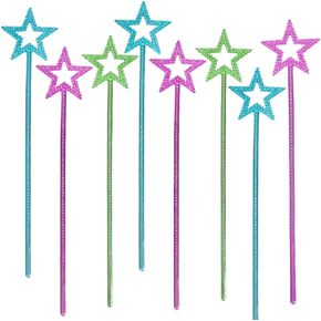 ArtCreativity Star Wands 13" Rainbow Color - Set of 12 - Princess Wands - Beaded Fairy Magic Wand for Kids - Princess Gifts for Girls - Cute Birthday Party Favors and Costume Props for Ages 3 Plus