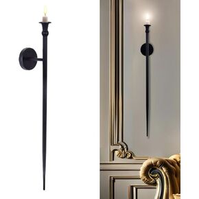 Candle Sconces Long Wall Candle Holder - Set of 2 Black Long Wall Candle Sconce Retro Chic Wall Sconces Candle Holder Decoration for Dining Room, Living Room, Office, Bathroom