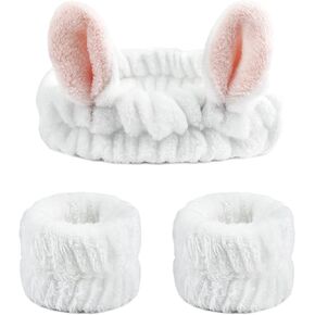 Ayesha 6pcs Bunny Ear Spa Headbands for Face Washing Makeup Headbands Stretchy Facial Headbands for Skincare Make up Shower in Kuwait