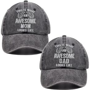OASCUVER 2PCS Dad and Mom Hats for Men Women, Adjustable Embroidered Wash Cotton Funny Parents Baseball Cap