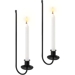 Wall Candle Sconces Set of Two, Metal Wall Candle Holder, Black Wall Mounted Candle Holder, Modern Sconces Wall Decor Set of 2 for Living Room Farmhouse Fireplace Wedding