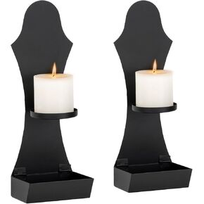 Candle Sconce Set of 2,Black Wall Candle Sconce,Wall Decorations,Rustic Home Decor