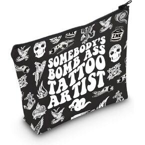 POFULL Somebody's Bomb Ass Tattoo Artist Cosmetic Bag Tattoo Lover Gift Tattooist Gift (Tattoo Artist Cosmetic Bag)