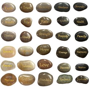 30 PCS Engraved Inspirational Stones - Gift Stones with Inspirational Words for Friends & Family Encouragement Rocks for Praying and Decoration, Motivational and Prayer Stones in Kuwait