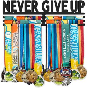 Trophy Medal Shelf Hanger Ribbon Holder Display Medals Wall Metal Rack Organizer Frame Awards Ribbon Cheer Gymnastics Soccer Softball wrestling Runner Race Hold Medals Easy to Install