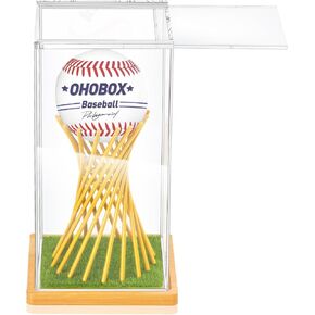 Baseball Display Cases for Balls with Wooden Base, UV Protected Acrylic Cube Baseball Case Display, Baseball Holders for Balls Display, Fits Official Size Ball-Memorabilia & Autograph Display
