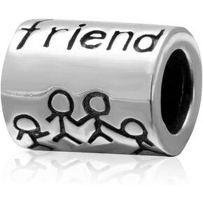 Junyi Jewelry Friend Charm 925 Sterling Silver Heart Charm Friendship Charm Anniversary Charm for Pandora Bracelet