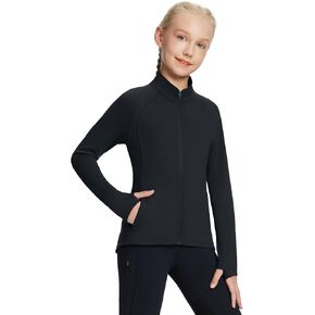 BALEAF Girls Horse Riding Jacket Fleece Long Sleeve Shirts Thermal Zip Up Kids Equestrian Clothing