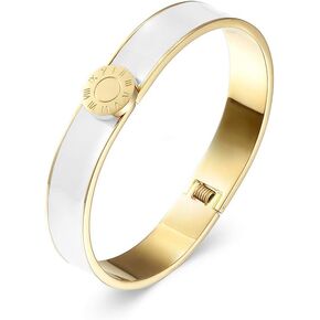 CIUNOFOR Enamel Bracelet for Women Vintage Pop-Art Colorful Cuff Bangle Stainless Steel Gold Plate Tone Wide Band for Men Handmade Jewerly Perfect for Adults Classic Jewelry