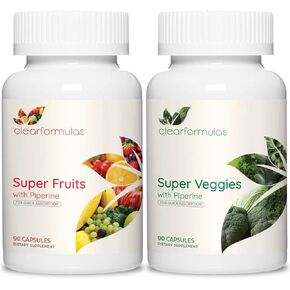 Fruits and Veggies - Whole Food Supplement with Superfood Fruits and Vegetables - Packed with Superfoods - 90 Fruit Capsules - 90 Veggie Capsules