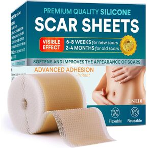 Silicone Scar Sheets, Silicone Scar Tape(1.6"x 120" Roll-300CM), Silicone Tape for Scars, Scar Tape for Surgical Scars, Silicone Scar Strips for C-Section, Tummy Tuck, Keloid, and Surgical Scars