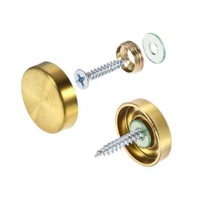 METALLIXITY Mirror Screws (22mm/0.87") 8Pcs, Decorative Cover Cap Nails Electroplated Brushed - for Sign Advertising Hardware, Construction, Gold Tone