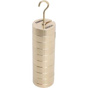 EISCO Slotted Mass Set with Hanger - Brass - Set of 9 Masses and 1 Hanger, 100g Each - 1000 Grams Total