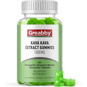 Kava Gummies 1000mg Per Serving, Chewable Kava Supply, Natural Lemon Flavor, 60 Vegan Gummies, Stress Relief & Relaxation Supplement