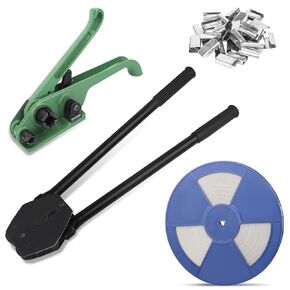 Banding Strapping Kit，Pallet Strapping kit,Poly Strapping Tensioner,Banding Tool，Include4000" PP Band,118 Metal Sealing Buckles and Sealing Tools, Heavy Duty Pallet Packaging Strapping Tools